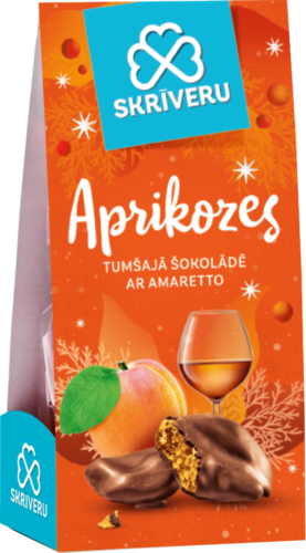 Apricots in dark chocolate with amaretto 150g