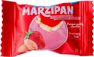Marzipan in chocolate with strawberry flavour 1kg