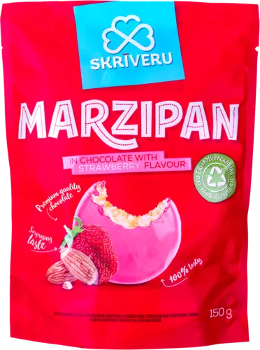 Marzipan in chocolate with strawberry flavour 150g
