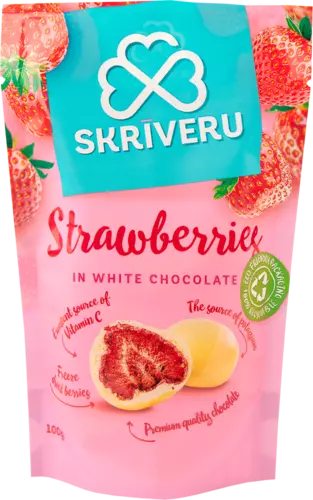 Strawberries in white chocolate 100g