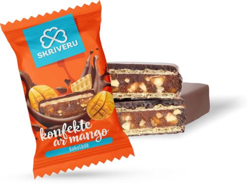 Wafer candy “Skrīveru” with mango in chocolate, 400g