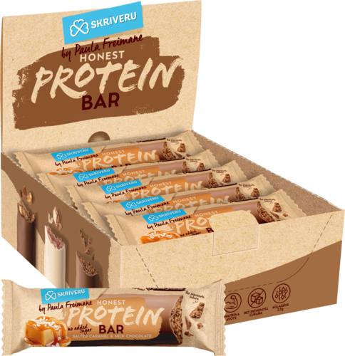 Sāļās karameles proteīna batoniņš piena šokolādē 45g x 15gb.
