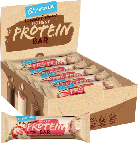 Strawberry protein bar in white chocolate 45g x 15pcs.