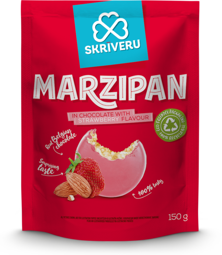 Marcipāns šokolādē ar zemeņu garšu 150g