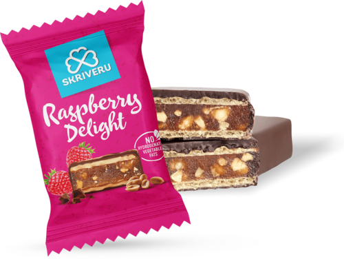 Wafer candy “Skrīveru” with raspberries in chocolate, 400g