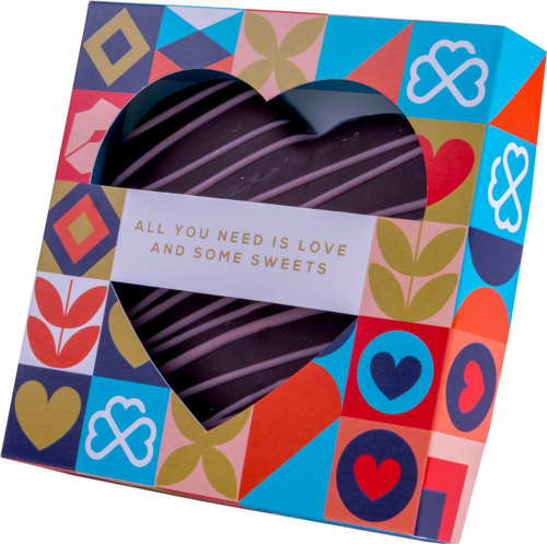 Gift box marzipan heart in chocolate
