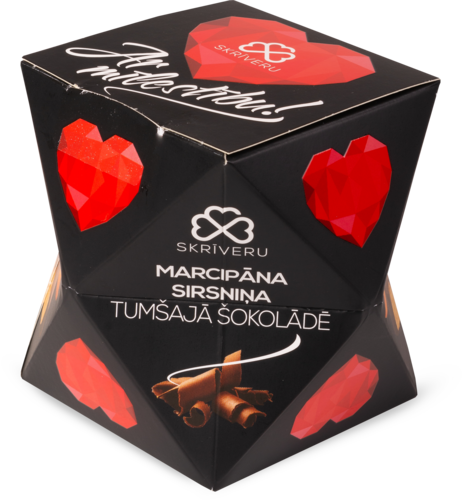 Marzipan hearts in dark chocolate  