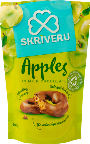 Apples in milk chocolate 100g