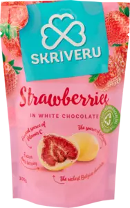 Strawberries in white chocolate 100g