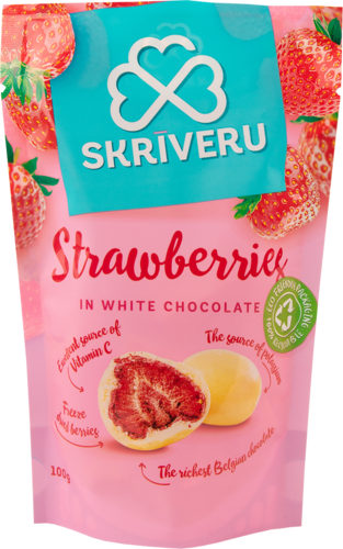 Strawberries in white chocolate 100g