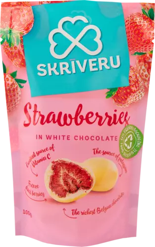Strawberries in white chocolate 100g
