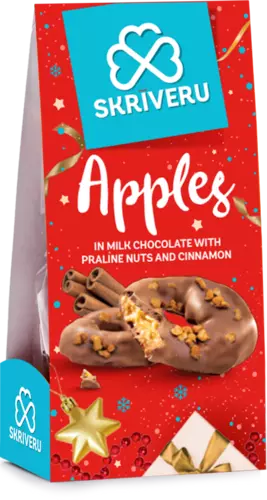 Apples in milk chocolate with praline nuts and cinnamon 120g